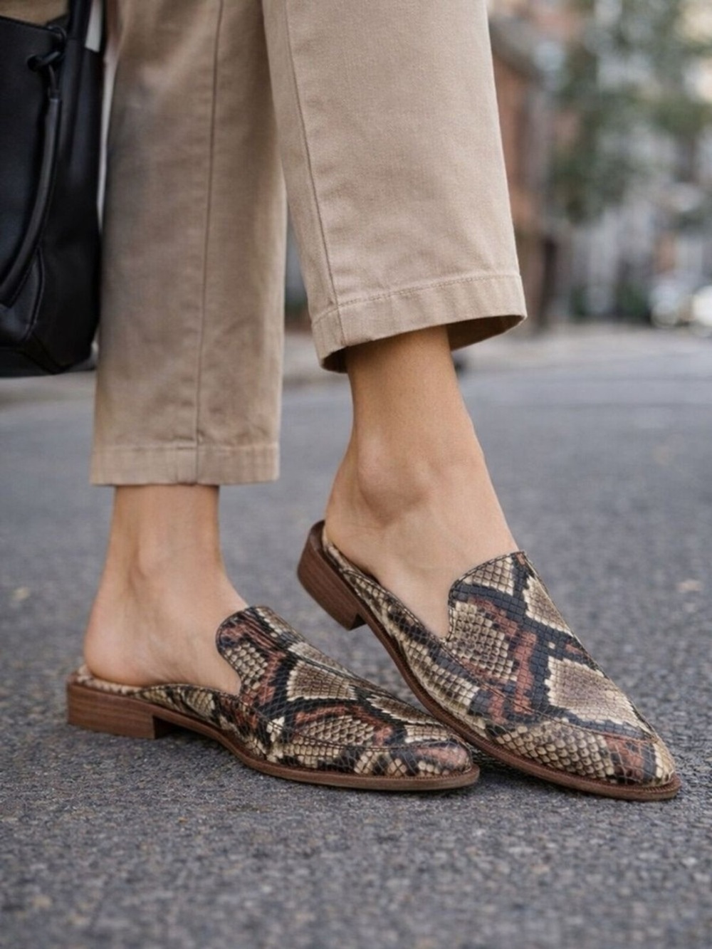 Madewell Remi Mule Snake-Embossed Leather Shoe Size 6.5